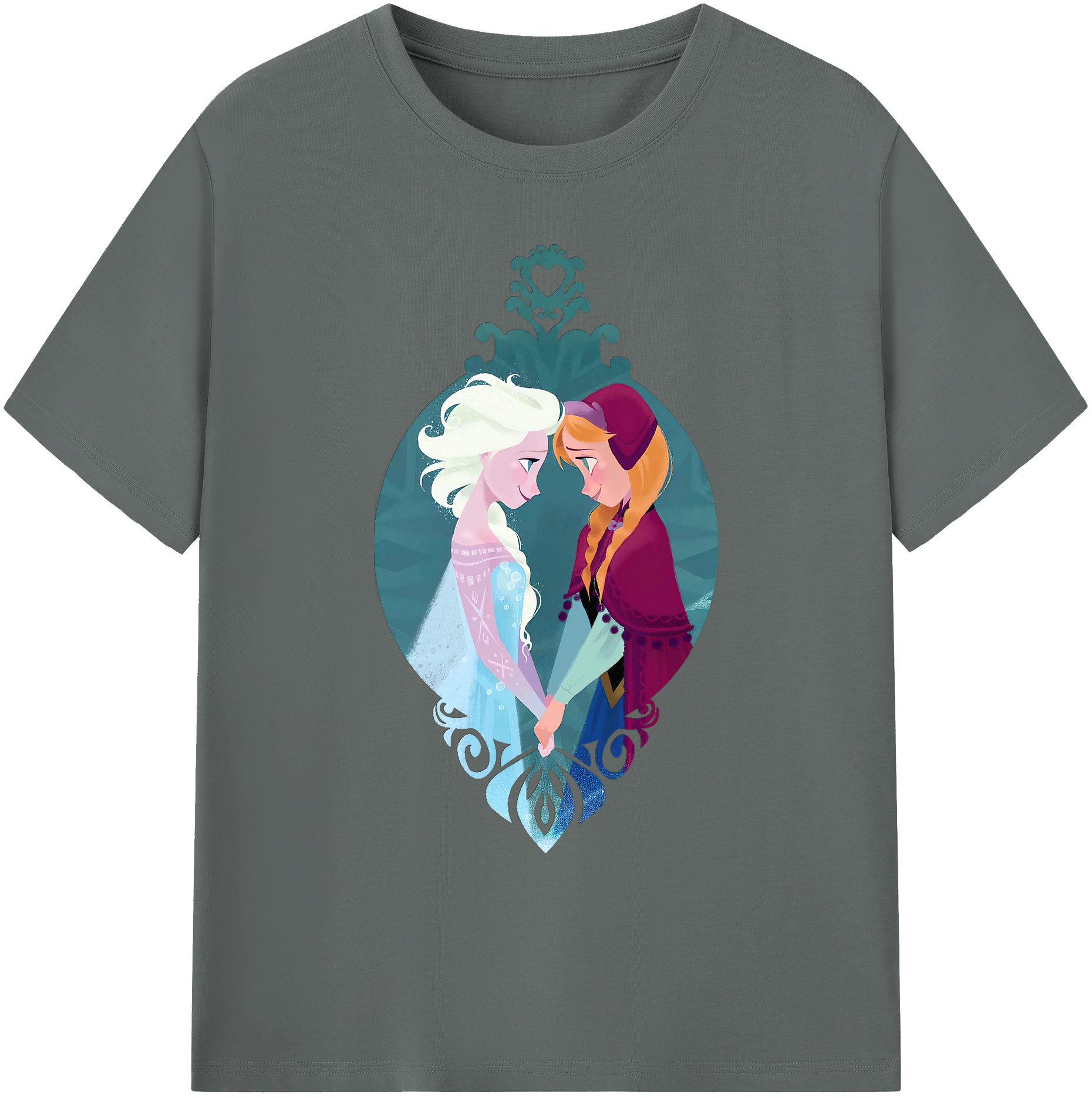 （画像用） アナと雪の女王 アンナ エルサ Frozen Anna Elsa 綿100％ メンズ半袖Tシャツ｜肌触りやわらか＆通気性